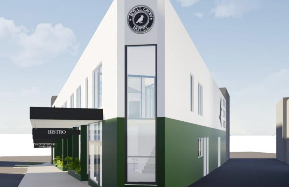 project render of the royal crow hotel crows nest side aspect